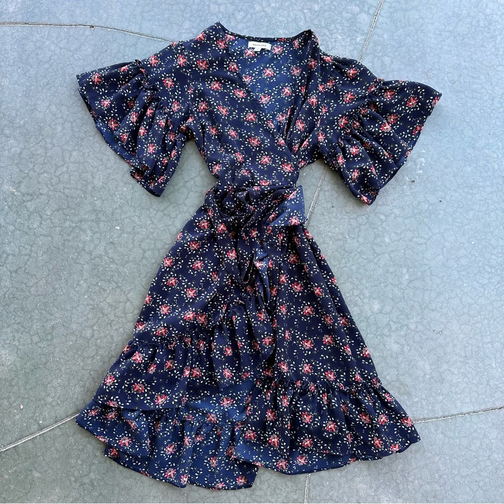 NWOT Max Studios Navy Blue Floral Dress